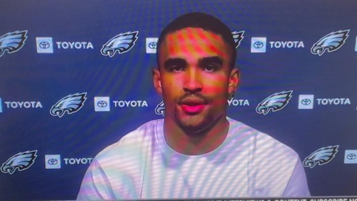 Jalen Hurts meets media on May 19, 2021